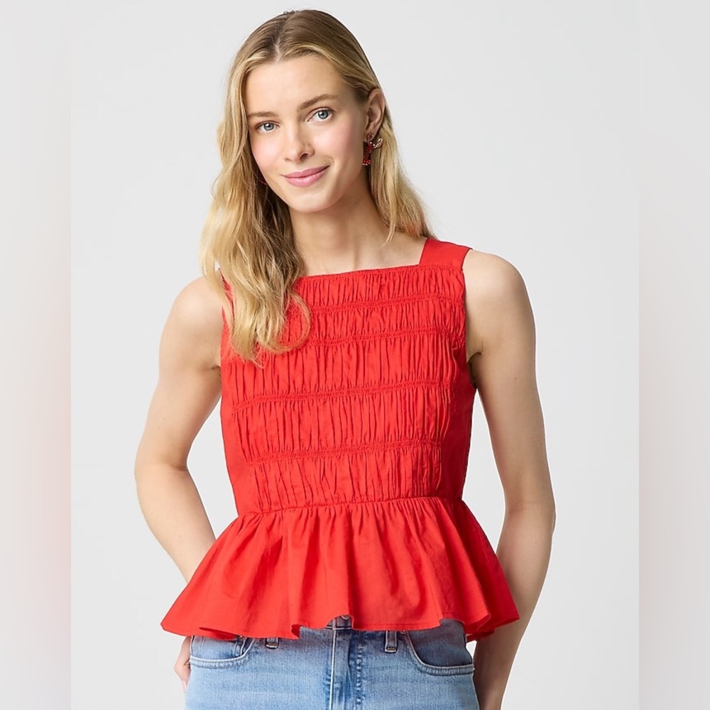J. Crew-Vibrant Red Peplum Blouse‎ Size 2